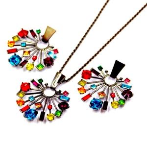🐘 GP Creative Multicolored Illusion Earring and Necklace Set